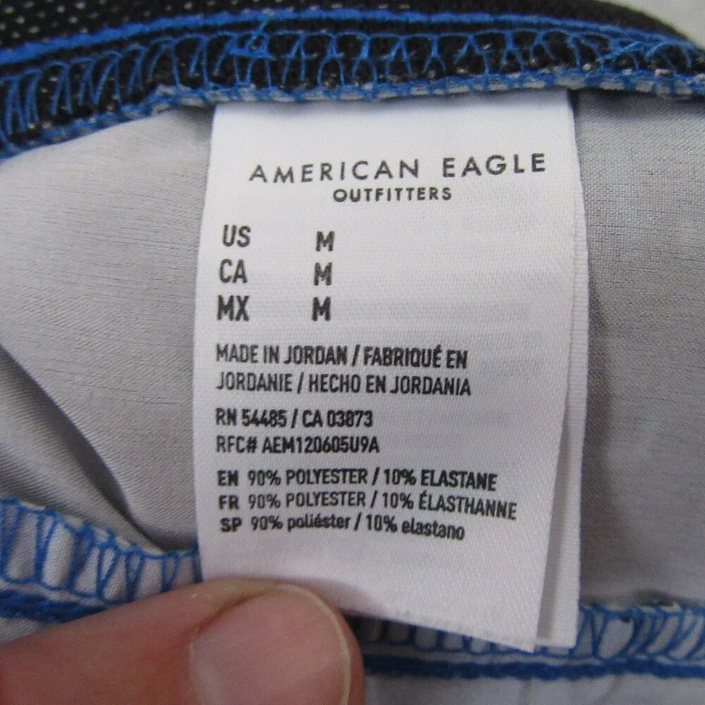 American Eagle Mens Swim Trunks M x 9 Blue Stretch Polyester Zipper Pockets‎